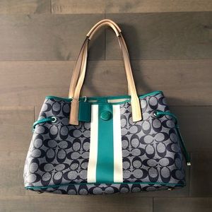 Like new Coach signature stripe Carryall